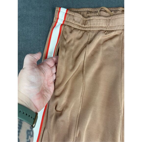 PINK Track Pants Women L Tan Side Stripe Lounge Athleisure Wide Leg Casual - Picture 2 of 13